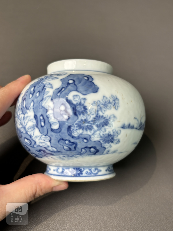 清雍正 青花官上加官图罐 - 图8
